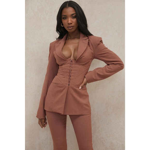 House of CB Makani Mocha Hourglass Corset Blazer - Picture 1 of 10